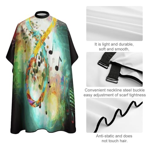 Capa para corte de cabello símbolo música impermeable miniatura 4