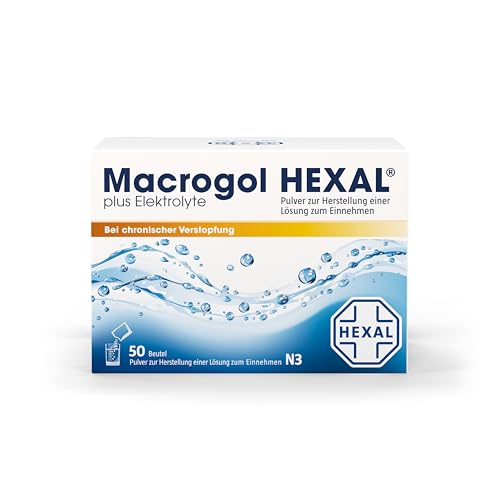 Macrogol HEXAL plus Elektrolyte | 50 Beutel | Wirksame Hilfe bei chronischer Verstopfung | Setzt den Darm sanft und effektiv in Bewegung