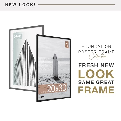 Image of MCS Foundation 20x30 Poster Frame Traditional Black, Vertical & Horizontal Wall Hanging Large Picture Frame for Photos, Posters & Art Prints (1-Pack)