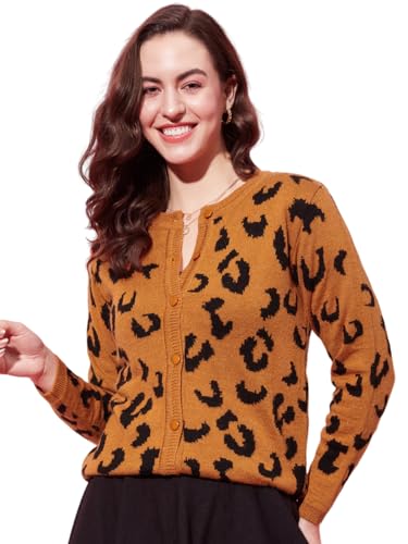 Image of Modeve Animal Print Round Neck Casual Women Sweater