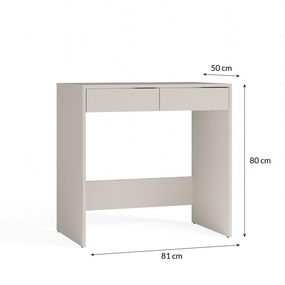 CDF Scrivania Con Due Cassetti Kaschmir Beige Moderna Compatta Per Camera Da Letto Ufficio E Studio Con Frontali Scanalati Design Minimalista Funzionale 50x81x80 cm Pannello