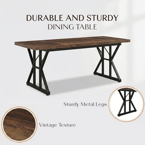 Image of Klaxon Foldable Dining Table [6] Seater with Metal Legs, Space-Saving Convertible Table, Engineered Wood, Home Dining Room (AW & Black, Kryo) (Asian Wal & Black)