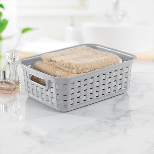 Sterilite 8 X 11 Inch Small Weave Open Bin Wicker Storage Basket Home Organizer Tote thumb #5