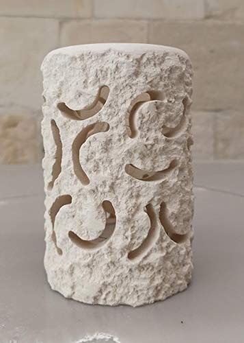 First Fathers Day Gift - Handmade in Italy 2 in 1 Smiles Stone Candle Holder & LED Lamp - Incl Gift Box, Candle, LED Light with Batteries&Blank Message Card - Decorative Centrepiece, Dining Table