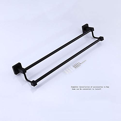 Rack-serviette extension noire double LWX en acier inoxydable mural