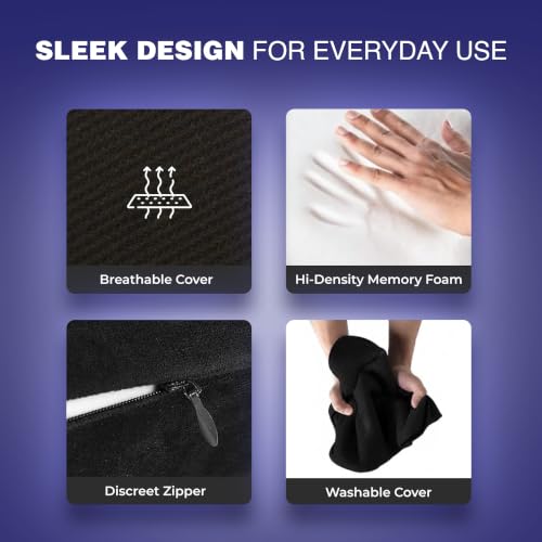 Image of WELLGIVER Lumbar Support | Memory Foam Back Support, Orthopedic Lumbar Support Back Rest for Back Pain Relief - Back Pillow for Sitting | Standard | Black Mesh