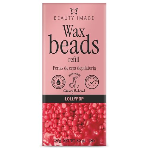 Perlas de Cera Depilatoria Lollypop Beauty Image 250g – Wax Beads Refill, Hard Wax Profesional, Vello Corto, Flexible, Baja Fusión, Todo Tipo de Piel