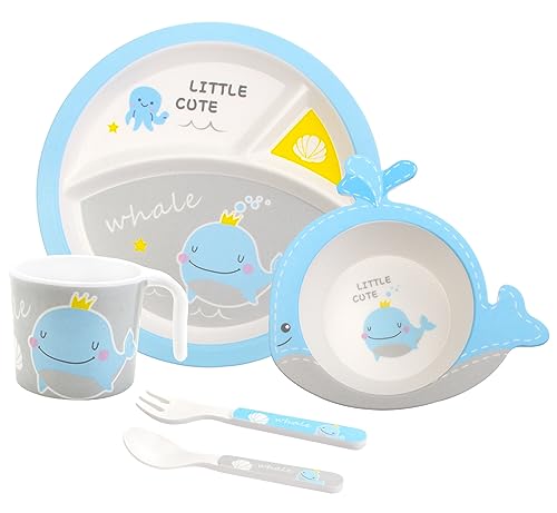 Kids Feeding Set 5 Pcs Whale BPA-Free Dishwasher Safe