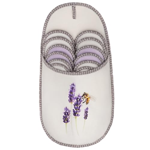 ONVAYA® ABS Gästepantoffel | Biene im Lavendel | 6er Set | Antirutsch Sohle | Hausschuhe | Filzpantoffel | Gr. 36-45 Gästehausschuhe
