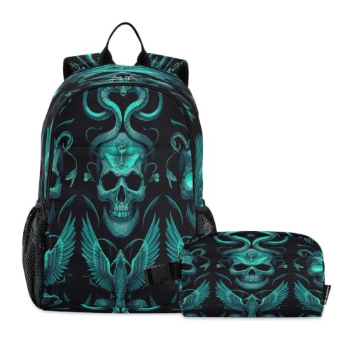 Sac à dos serpent crâne de dessin animé le cadeau scolaire idéal pour garçon avec sac déjeuner