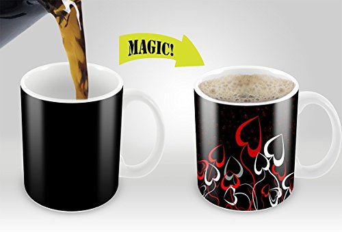 Heat Sensitive Mug | Color Changing Coffee Mug | Funny Coffee Cup | Flowery Hearts 11oz 100% Ceramic Mug