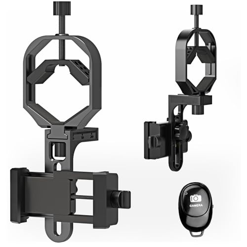 Three Triping 3-Axis Spotting Scope Phone Adapter and Telescope Phone Mount – Universal Binocular Phone Adapter Fits Most Smartphones & 30–57mm Eyepiece Sizes