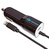 Lightningfast Apple Certified Lightning Car Charger - 20W Rapid Power - for iPhone 13 Pro Max Mini 12 11 XS X XR XS SE 8 Plus 7 6S - Cable & USBC Dual Charge - Keeps You Connected