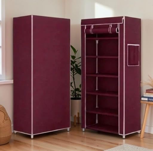 Image of 6 Layers Shoe Rack Grey Stand for Home, Bedroom, Living Room | Slippers Stand Rack Maroon