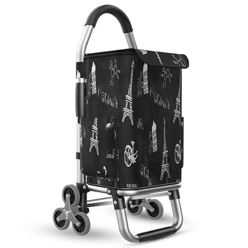 Carrito de la compra plegable con marco de aluminio, ruedas silenciosas, bolsa impermeable desmontable para transporte de comestibles y compras sin esfuerzo