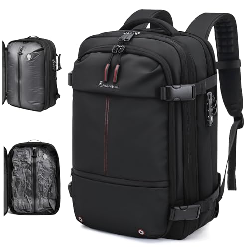 Travel Backpack with Vacuum System,60L Expandable Vacuum Backpack Travel with TSA Lock,17.3 inch Laptop Backpacks Vacpack Backpacks with Vacuum(Black,No Air Pump)