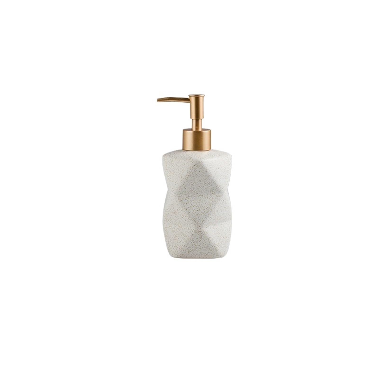 Ceramic Soap Dispenser Ceramic Soap Bottle Hand Sanitizer Dispensing Shower Gel Shampoo Lotion Pump Bathroom Storage(WHITE)
