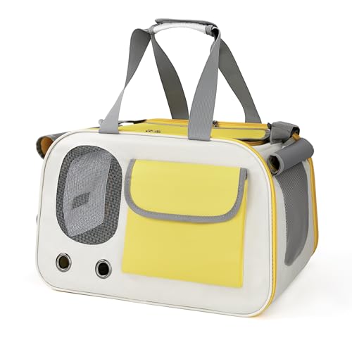 Yesaler Borsa da Trasporto in Tela di Oxford per Cani Borsa Pieghevole Traspirante per il Trasporto di Gatti per Gatti e Cani di Piccola Taglia (Giallo)
