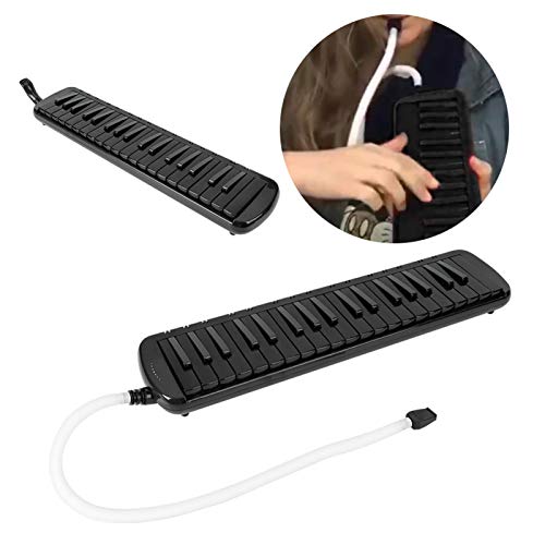 Key Mouth Piano Melodica 37 Key Blowpipe Mouthpiece Mini Air Piano Keyboard Wind Melodica Tube Musical Note Sticker Musical Instrument Suitable for Beginner Practice (Black) - Image 4