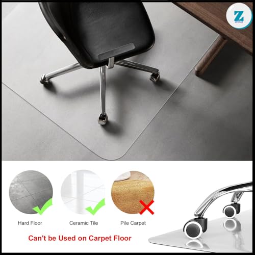 Image of 2mm Thick PVC Chair Mat for Hardwood /Tile /Laminate /Concrete Flooring | Prevents Scratches, Ensures Smooth Rolling & Non-Slip | Customizable Sizes (Translucent)