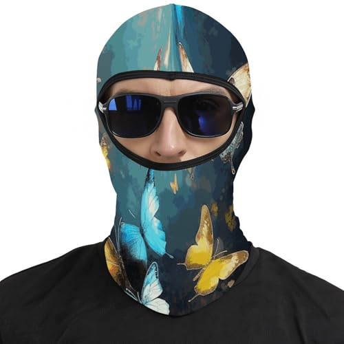 Pasamontaña para hombre y mujer con estampado de mariposas, balaclava para motocicleta, casco completo, protector facial y cuello miniatura 3