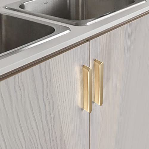 Guolich 2 Pcs Hole Centers 3.77 Inch(96mm) Kitchen Drawer Handle Door Cabinet Pulls Zinc Alloy Handle Modern Gold Brushed Brass Hardware for Wardrobe Bathroom Dresser - Image 2