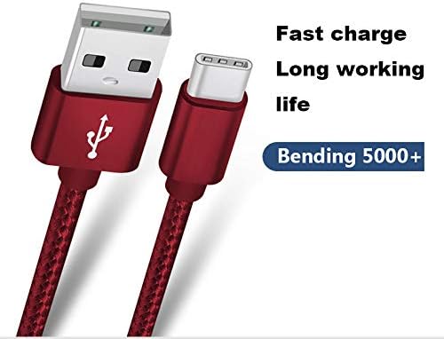 RoFI USB Type C Cable, [2Pack] 4FT USB C Cable Nylon Braided Fast Charging for Galaxy S10 S9 S8 Plus Note 9 8, Pixel, Moto Z, LG V30 V20 G5, Xperia, Switch and More (Red, 4 FT)