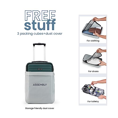 Image of Assembly Set of 2 Large Check in 28 Inches and Cabin Luggage 20 Inches Polycarbonate Premium Hardsided Suitcase Trolley - Forest Green