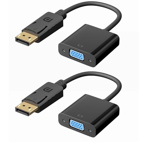 BMKZAYR DisplayPort(DP) to VGA Adapter 2 Pack Gold-Plated DisplayPort to VGA Adapter (Male to Female) for Computer Desktop Laptop PC Monitor Projector HDTV