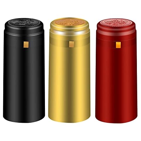 BGMAXimum PVC heat shrink capsules 120 count 3 colors wine shrink wrap wine bottle corks capsules for professional, wine cellars and home use - black, red, gold Cover