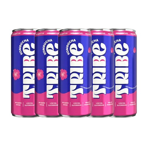 Image of Tribe Kombucha | Weight Management - Detox - Antioxidant|Green Tea with Herbs & Spices | Gut Friendly | Gluten free | 250 ML X 5 (HIII BISCUS)