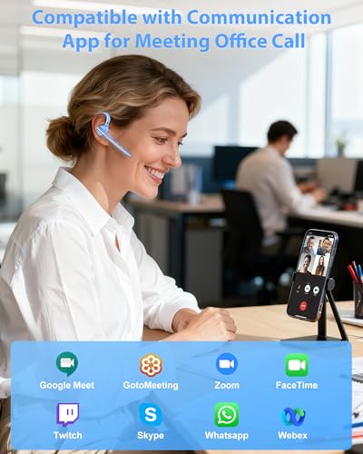 Image of New Bee Bluetooth Headset, Single-Ear Bluetooth Earpiece for Cell Phone Calls, Dual Mic with Mute Button, 72H Talk Time, 500mAh Charging Case Wireless Headset for Phone and Laptop