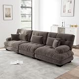 EGBHDSFT 3-Sitzer Modulares Ecksofa mit Tiefensitz, Chenille Schlafsofa Komfortabel Gepolstert für Wohnzimmer, Apartment, Studio, Büro, Chenille Braun