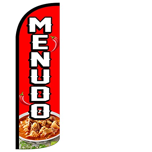 Photo 1 of 4LessCo MENUDO - Windless Swooper Flag Feather Banner Sign 3x11.5 ft Tall (Flag Only) rq, red