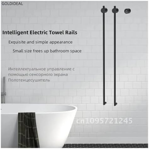 Bathroom Vertical Heated Towel Rail Bathrobe 2 Rack Electric Smart Thermal Bar Hidden Towel Warmer Towel Wire Heated(Matt Black,Other_110V)