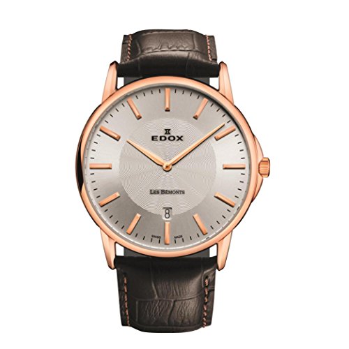 EDOX Unisex-Armbanduhr EDOX LES BÈMONTS SLIMM MOVEMENT Analog Quarz Leder 56001 37R AIR