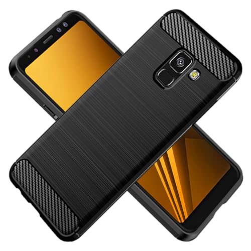 HTXWXJC Case for Galaxy J6 2018 Case, Samsung On6 Galaxy J6 SM-J600 Case, Slim Thin Carbon Fiber TPU Rubber Protective Cases Anti-Scratch Shockproof Cover for Samsung Galaxy J6 2018 Black