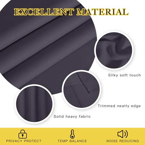 NICETOWN Greyish Purple Blackout Curtains 84 inch Length, Grommet Top Room Darkening Drapes for Bedroom Living Room, Light Blocking Window Covering for Privacy (W66 x L84 Inch, 1 Panel)