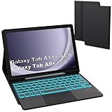 for Galaxy Tab A9+ 11 inch Case with Keyboard - 7 Color Backlit Detachable Tablet Keyboard Cover with Touchpad - Galaxy Tab A9 Plus 11' 2023 Samsung Keyboard Case with Pen Holder Black