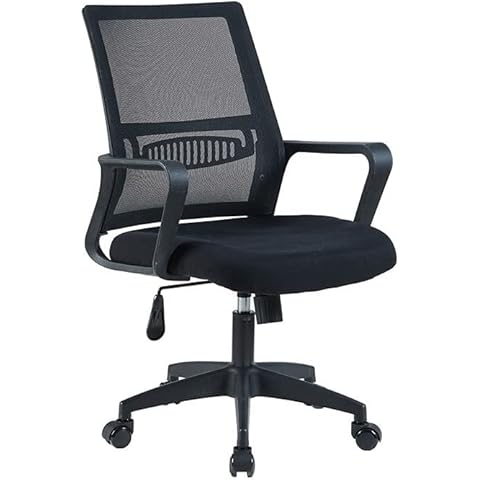 Requena Office Chair with Armrest, Ergonomic Desk Chair Swivel Mesh Chair MC001 Black Cover