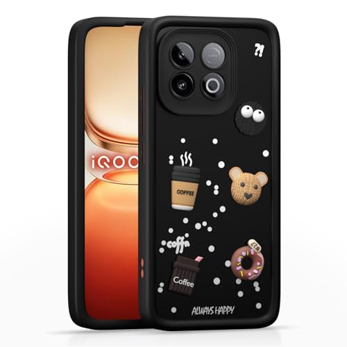 Image of Pikkme Back Cover for iQOO Neo 10 5G | Cute Fun Cartoon 3D Bear Silicone Full Body Protection Bumper Case (Black)