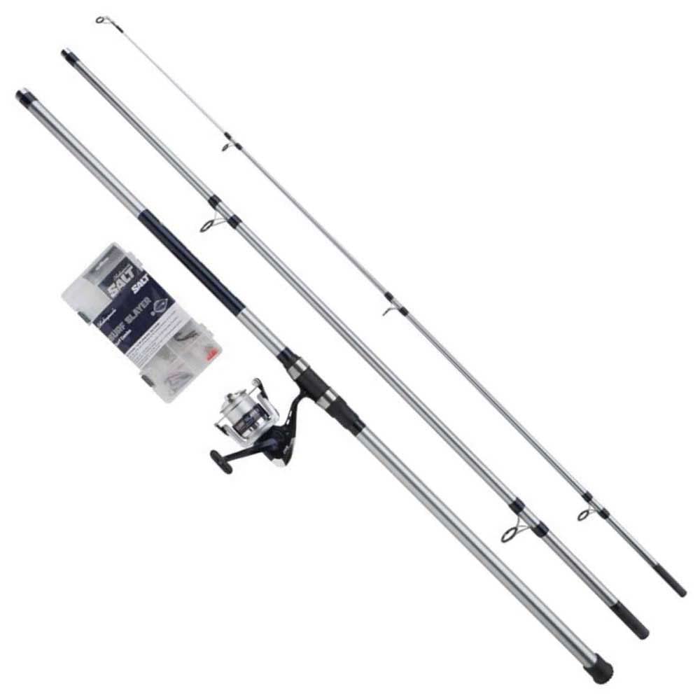 Shakespeare Salt Surf Slayer Combo Set, Combo de caña de Pescar y Carrete, Combo Giratorio Incluye Caja de Aparejos rígida, señuelos y Aparejos Finales, mar - Pesca de Surf