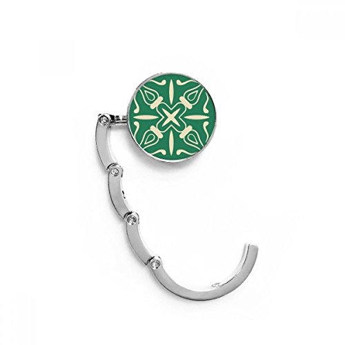 Colgador de bolso plegable verde decorativo para mesa y escritorio con diseño artístico