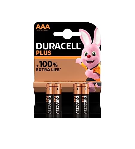 4 x Duracell AAA Plus (1 blister de 4 batteries) 4 piles mini stylet (LR03/MN2400)