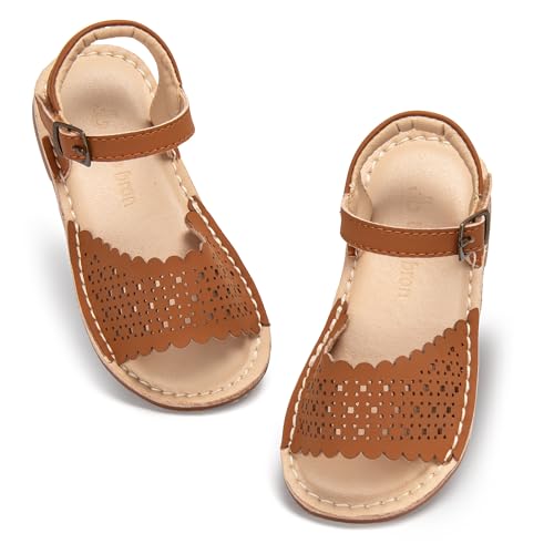 Image of THEE BRON Toddler Girls Vintage Open Toe Sandals Cushioned Comfy Summer Dress Shoes