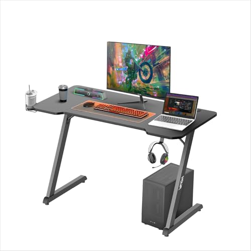 Noua Win Scrivania Gaming senza LED, Telaio a Z, 120 x 60 cm, Nero
