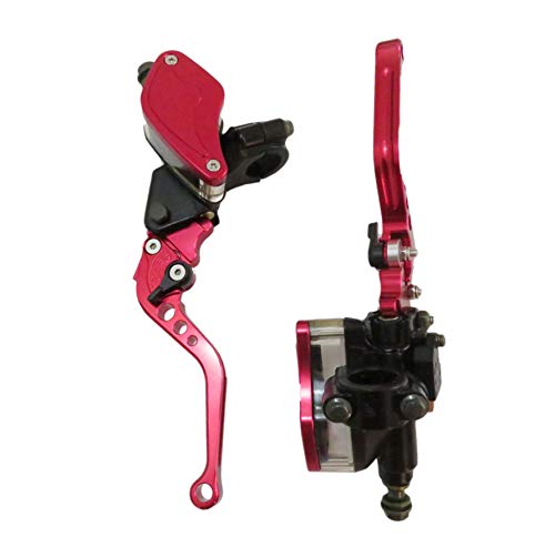 CNC Aluminum 7/8" (22mm) Universal Motorcycle Dual Hydraulic Brake Clutch Master Cylinder Reservoir Lever Fit 50cc-300cc Sport Bike Street Bike Scooter (1 Pair, Red)