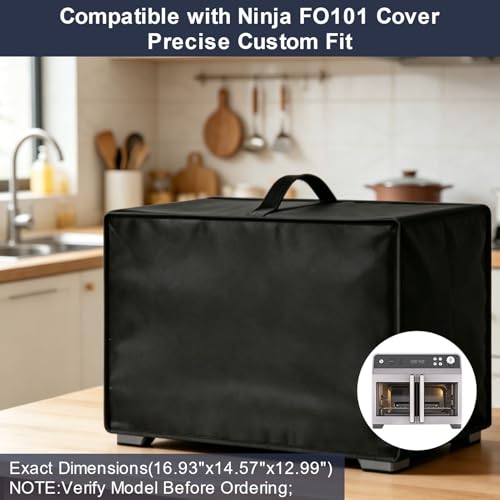 Image of Heavy Duty Air Fryer Toaster Oven Dust Cover for Ninja French Door Premier Air Fryer Oven FO101 20.3QT,16.93 inchDx14.57 inchWx12.99 inchH, 600D nylon w /12m Foil, Heat-Resistant Waterproof Oil-Proof