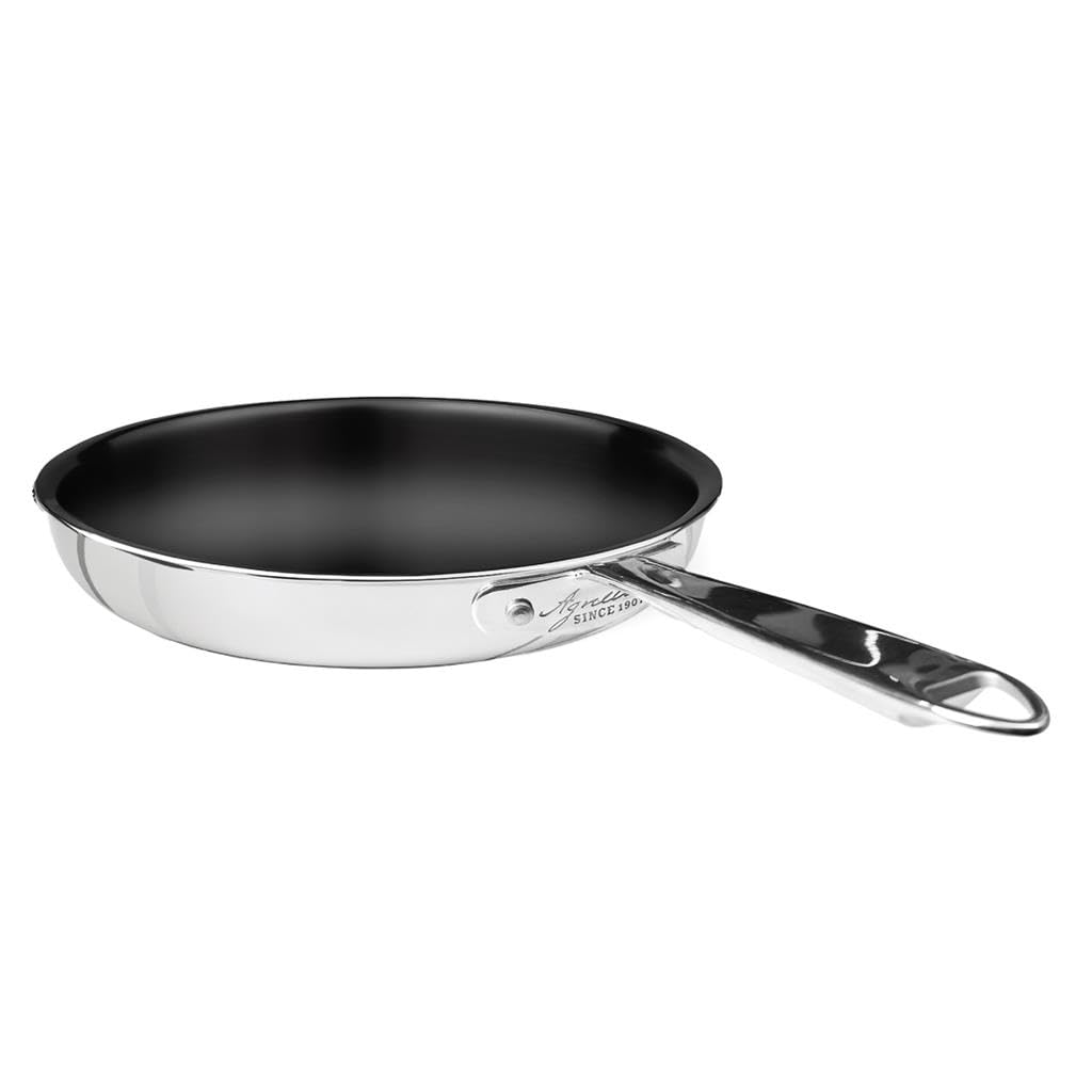 Pentole Agnelli 1907 Padella Antiaderente Alu-Inox 2-Ply con Manico in Acciaio Inox, Compatibile con Induzione - 28 cm