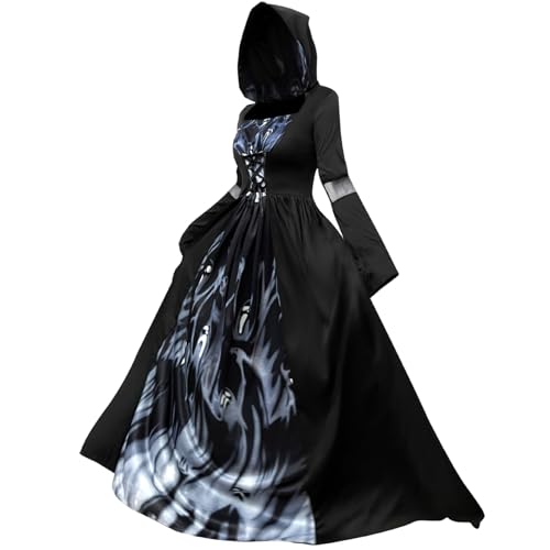 Trrymbbe Vestido gótico victoriano para mujer, vestido de guerra civil con capucha de Halloween, de baile de reina, disfraces de disfraces para fiesta de cosplay, XL
